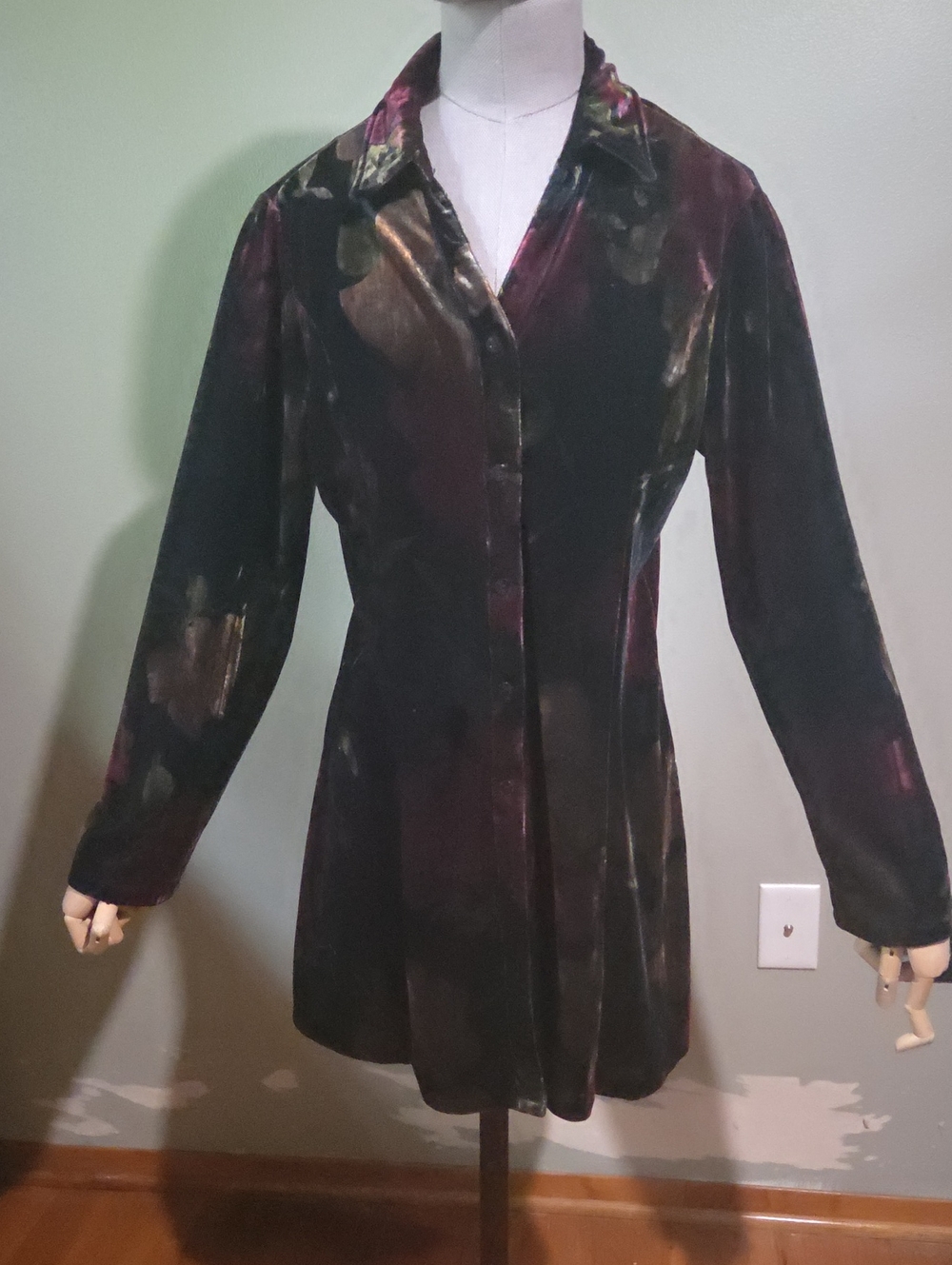 Gorgeous Floral Velvet Button Up Top